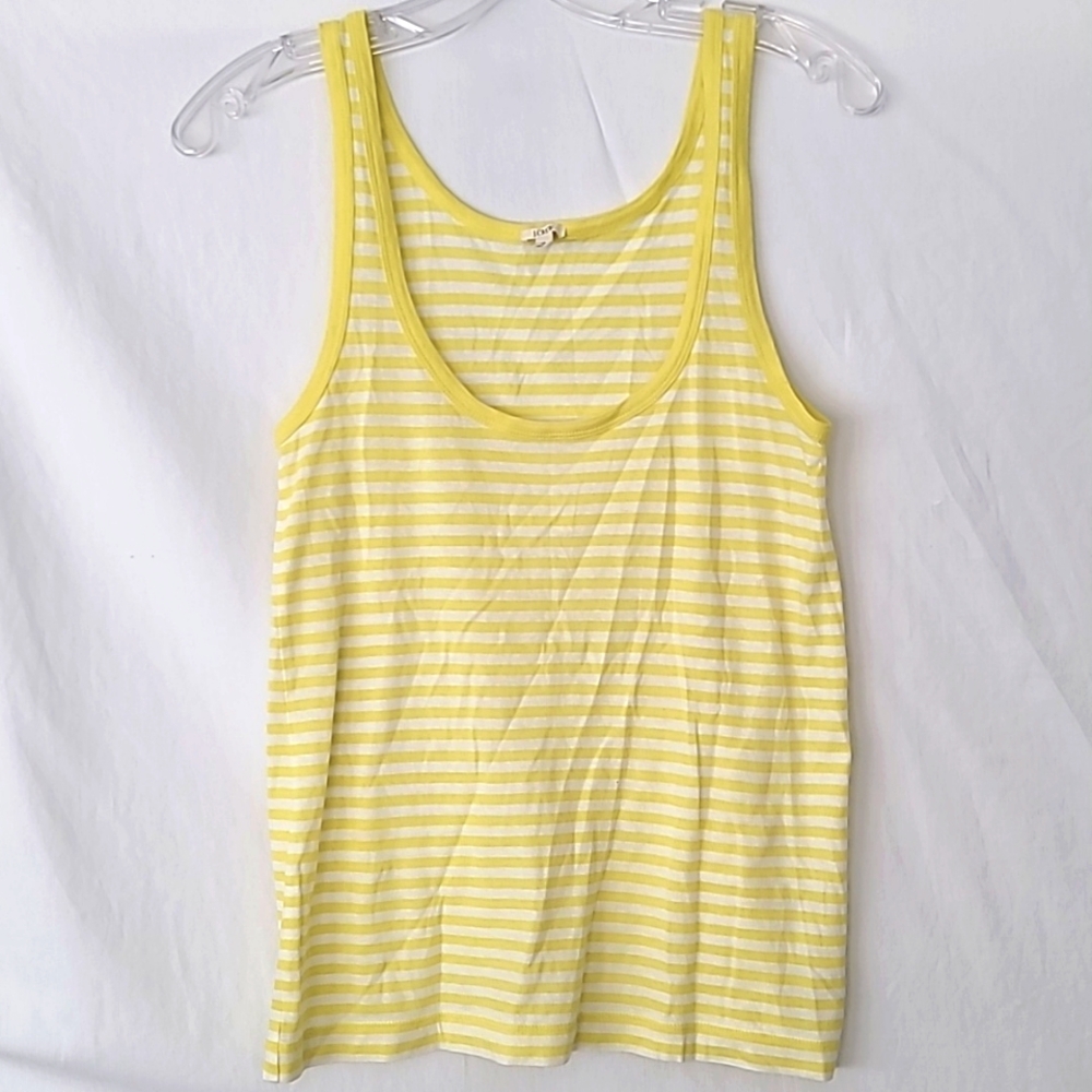 J. Crew Cotton Yellow and White Striped Tank Top